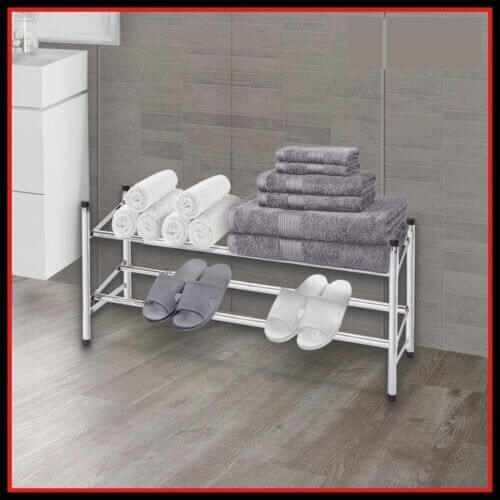 Shoe Storage Cabinet Grey | Chrome Extendable Shoe Rack