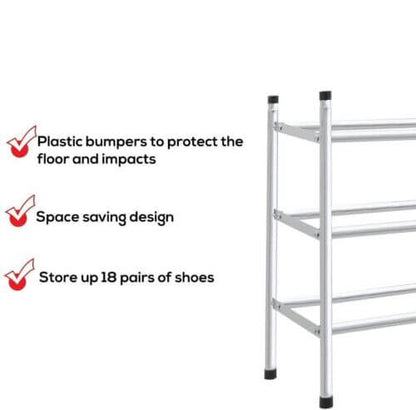 Shoe Storage Cabinet Grey | Chrome Extendable Shoe Rack