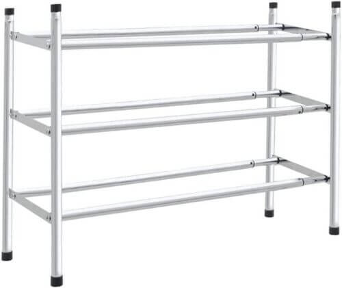 Shoe Storage Cabinet Grey | Chrome Extendable Shoe Rack