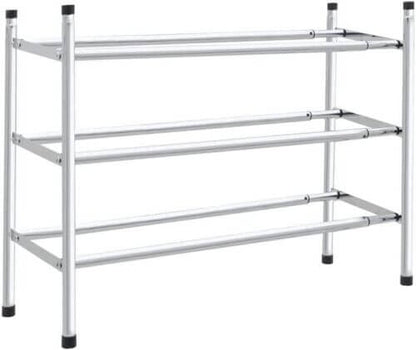 Shoe Storage Cabinet Grey | Chrome Extendable Shoe Rack