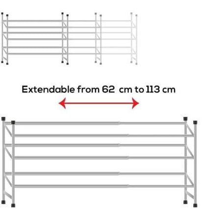 Shoe Storage Cabinet Grey | Chrome Extendable Shoe Rack