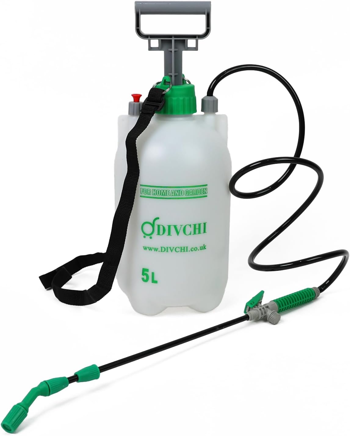 DIVCHI 5 Litre Pump Action Pressure Sprayer with Adjustable Nozzle & Carrying Strap | High-Pressure Pump Spray for Weed Killer Pesticides Fungicides Cleaning | Water Sprayer Bottle