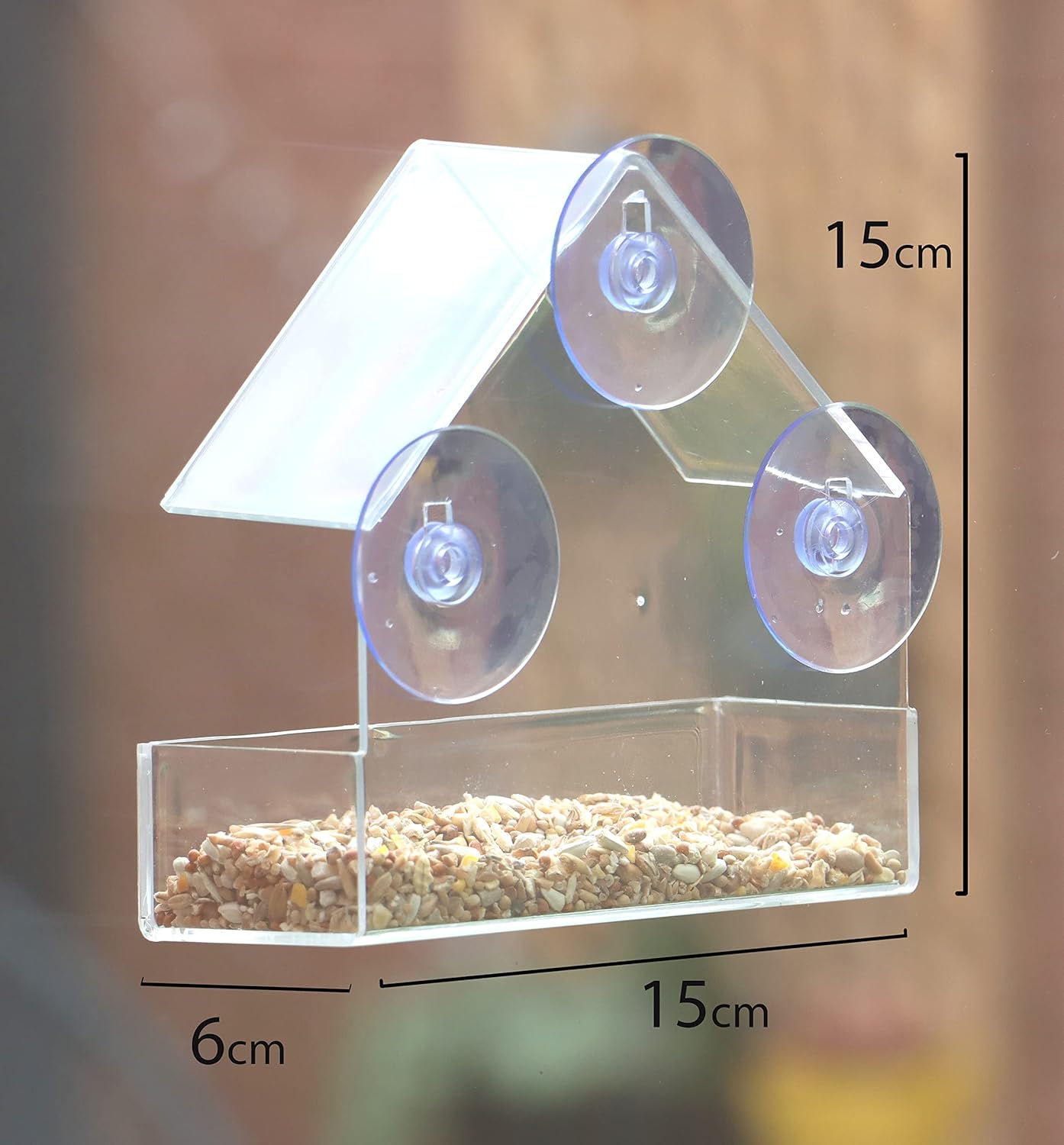 Clear Window Bird Feeder Easy to Install & Refill with Strong Suction Cups