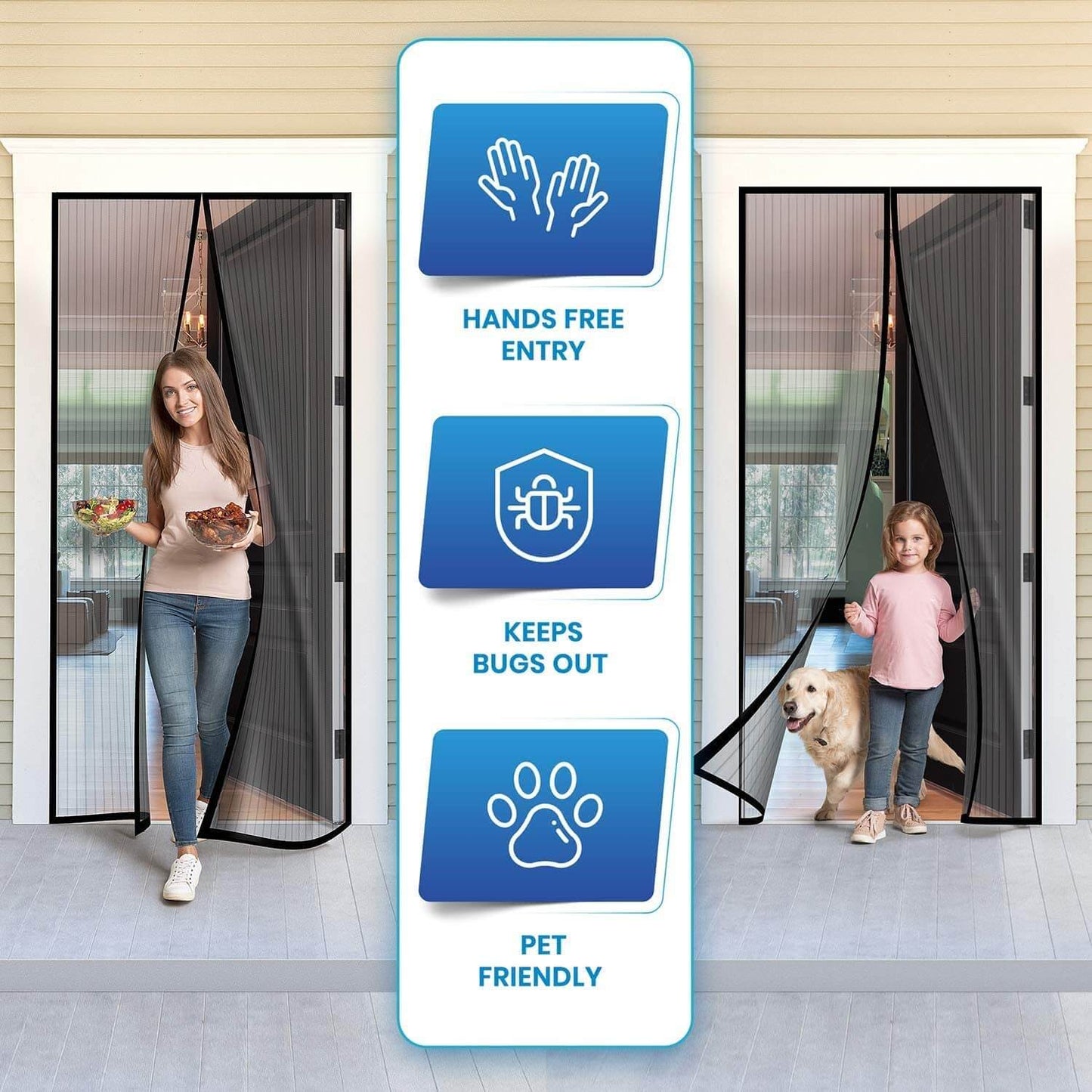 Door Magnetic Fly Screen | Automatic Curtain Closers | Insect Mesh Uk