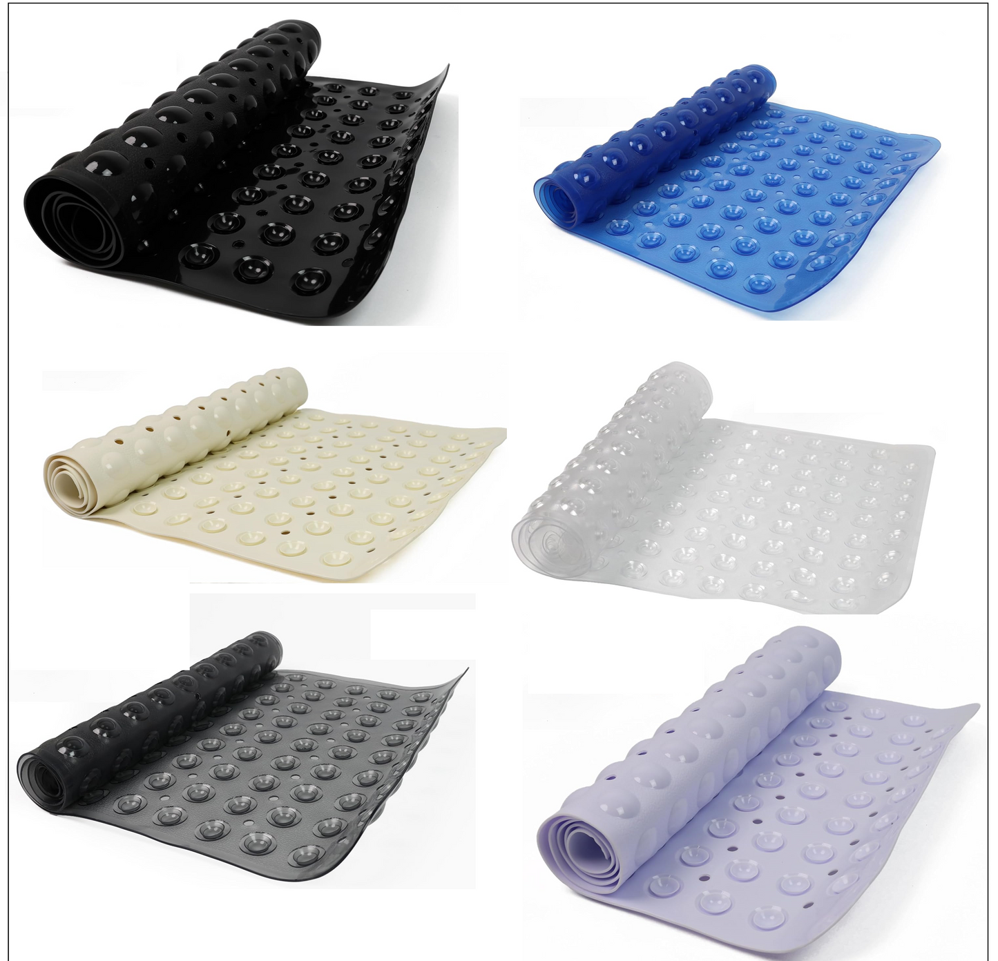 100 x 40 cm Shower Bath Mat Non Slip Anti Mould & Mildew With Strong Suction Cups Grip And Drain Holes