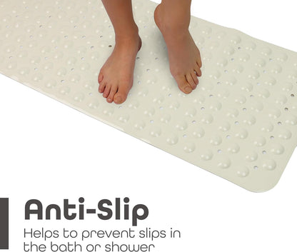 100 x 40 cm Shower Bath Mat Non Slip Anti Mould & Mildew With Strong Suction Cups Grip And Drain Holes