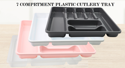 7 Compartment Plastic Cutlery Trays Perfect Kitchen Draw Organiser