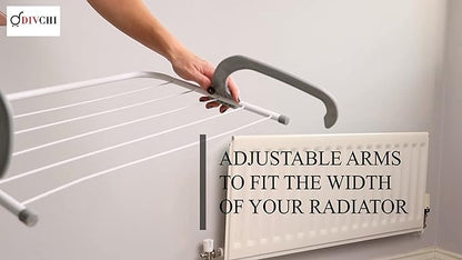 5 Bar Radiator Airer Adjustable Portable Foldable For Indoor Clothes Laundry Dryer