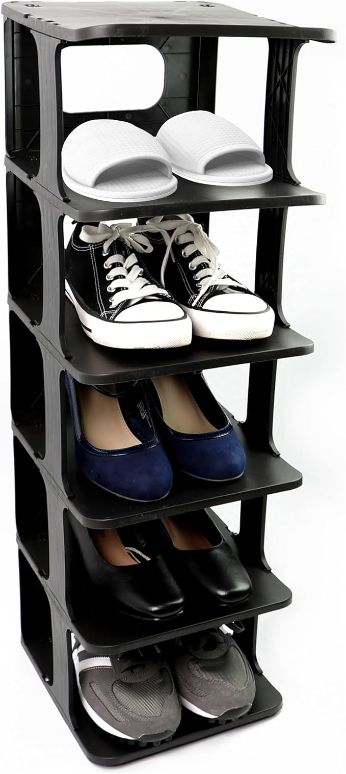 Shoe Rack 5 Tier Vertical Holder Stand Space-Saving Narrow Footwear Organiser Shelves