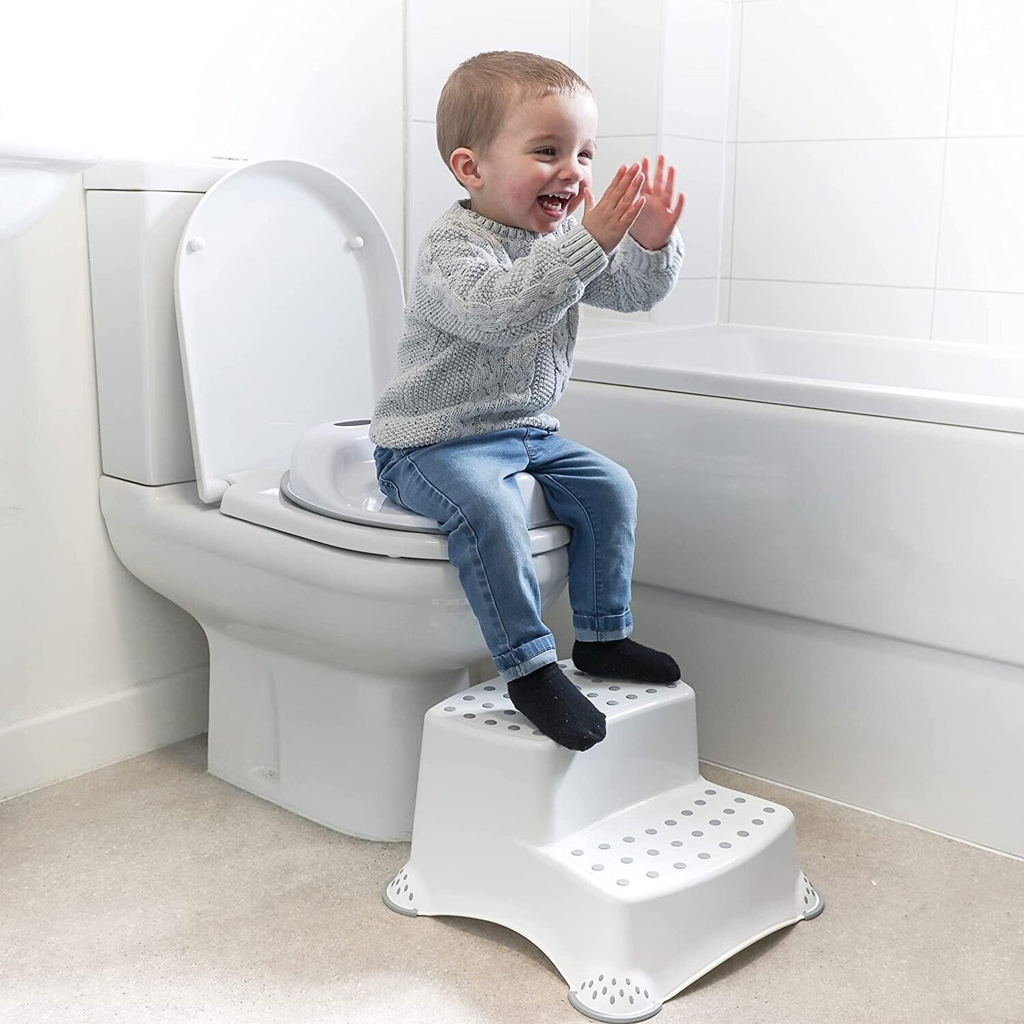 DIVCHI Toddler Two Steps Stools Anti Slip Stool Potty Training For Bathroom