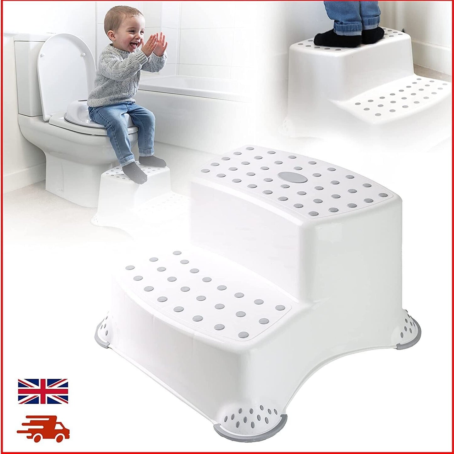 DIVCHI Toddler Two Steps Stools Anti Slip Stool Potty Training For Bathroom