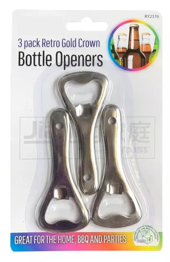 Metal Flat Bottle Opener East to Carry Set of 3 Cap Opener Bar Tool Set