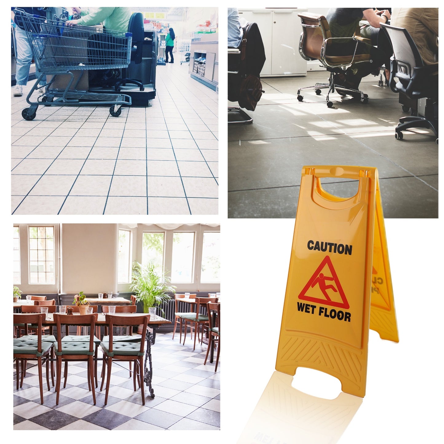 Yellow Caution Wet Floor Sign Safety Board 60 cm Warning Cleaning in Progress