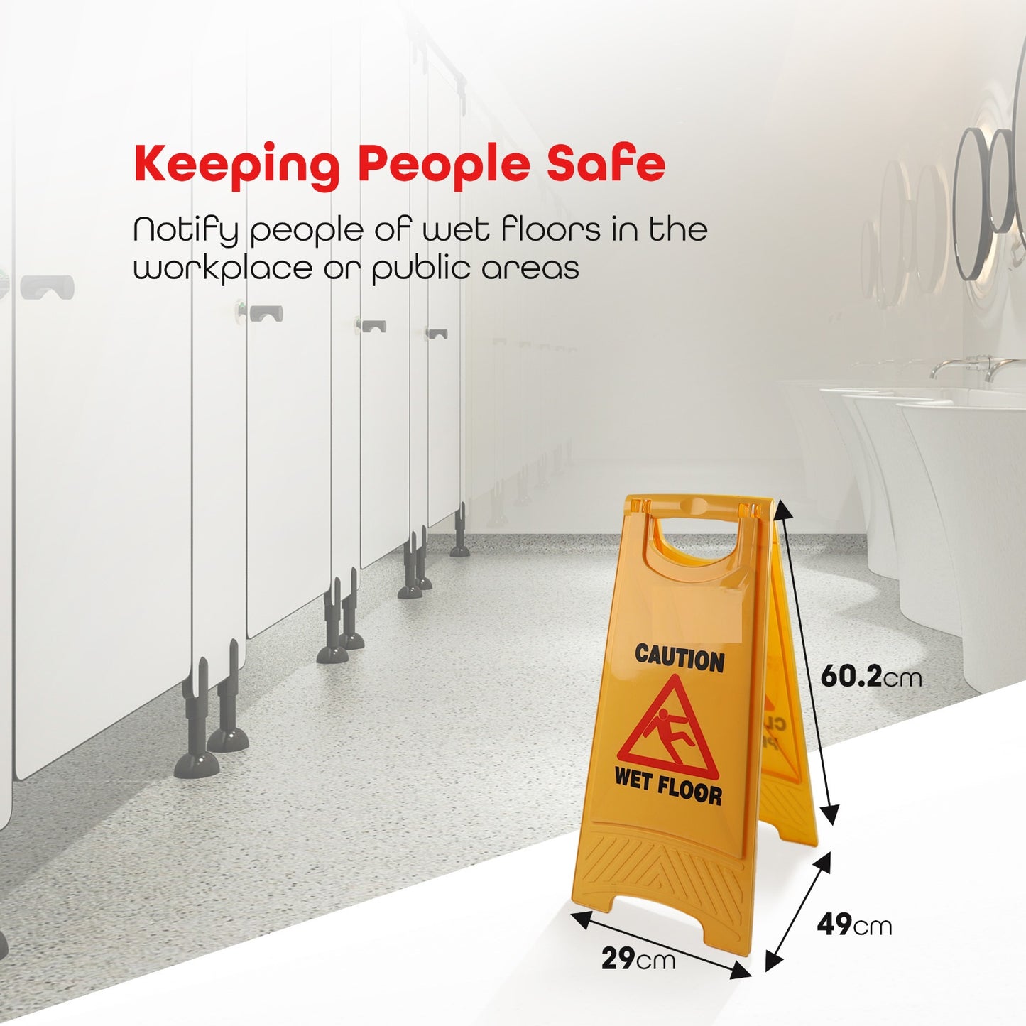 Yellow Caution Wet Floor Sign Safety Board 60 cm Warning Cleaning in Progress