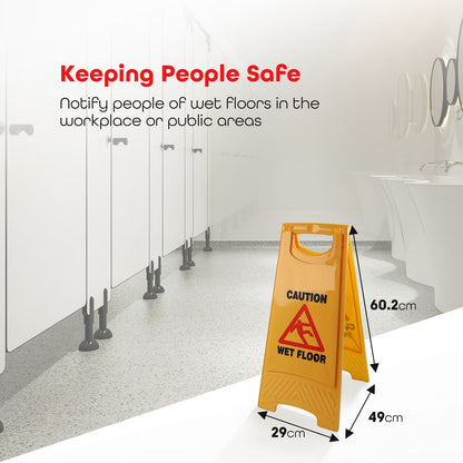 Yellow Caution Wet Floor Sign Safety Board 60 cm Warning Cleaning in Progress