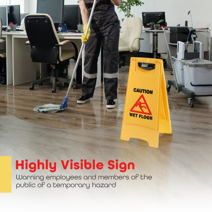 Yellow Caution Wet Floor Sign Safety Board 60 cm Warning Cleaning in Progress