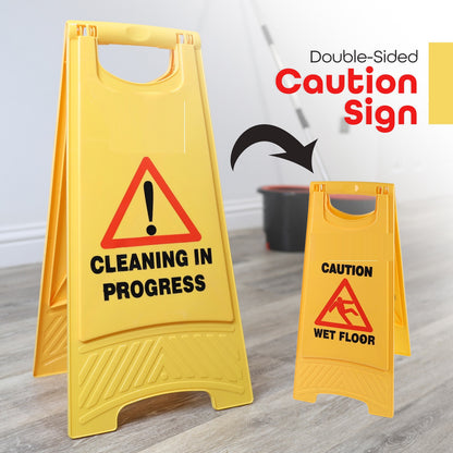 Yellow Caution Wet Floor Sign Safety Board 60 cm Warning Cleaning in Progress