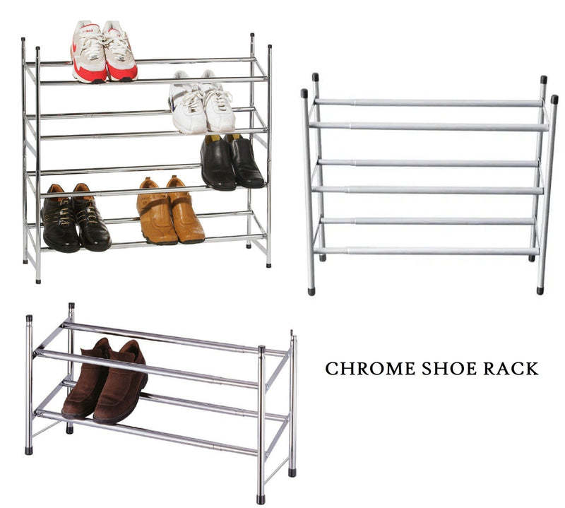 Chrome Shoe Storage Cabinet Grey Extendable Rack Available in 3 Different Size