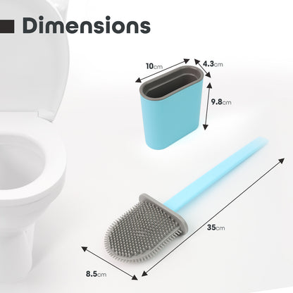 Toilet Cleaning Brush & Holder Set Bathroom Accessory Silicone  Deep Cleaner