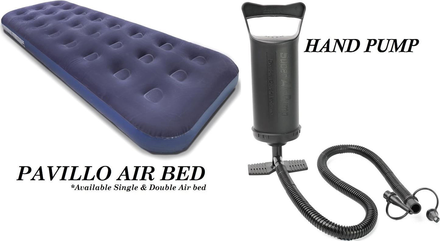 Air Bed Available in Double & Single size Manual Air Pump With 3 Nozzle