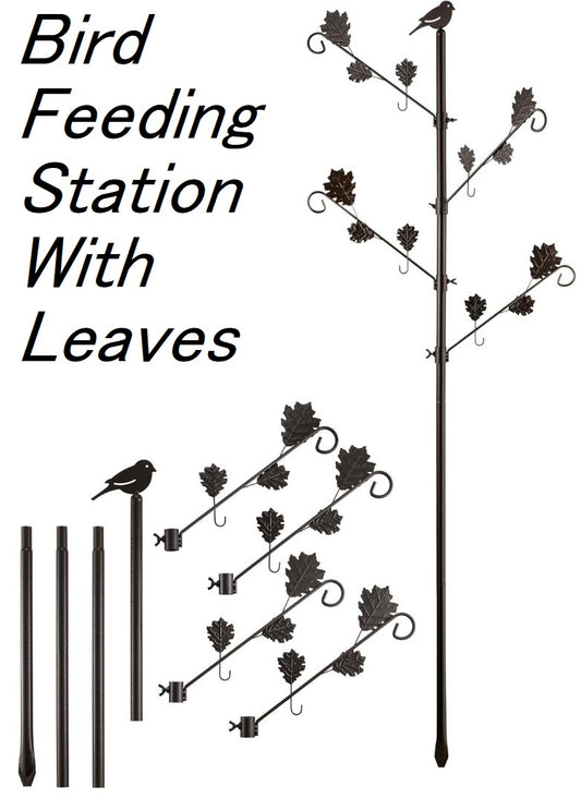 Bird Feeding Station With Leaves Branches Adjustable Pole  outdoor Garden Decor