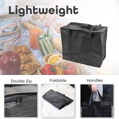 DIVCHI Insulated Cooler Bag Large Thermal Food Delivery Cooling Food Bag Foldable Cool Box With Dual Zipper & Carry Handle