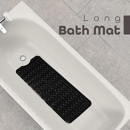 100 x 40 cm Shower Bath Mat Non Slip Anti Mould & Mildew With Strong Suction Cups Grip And Drain Holes