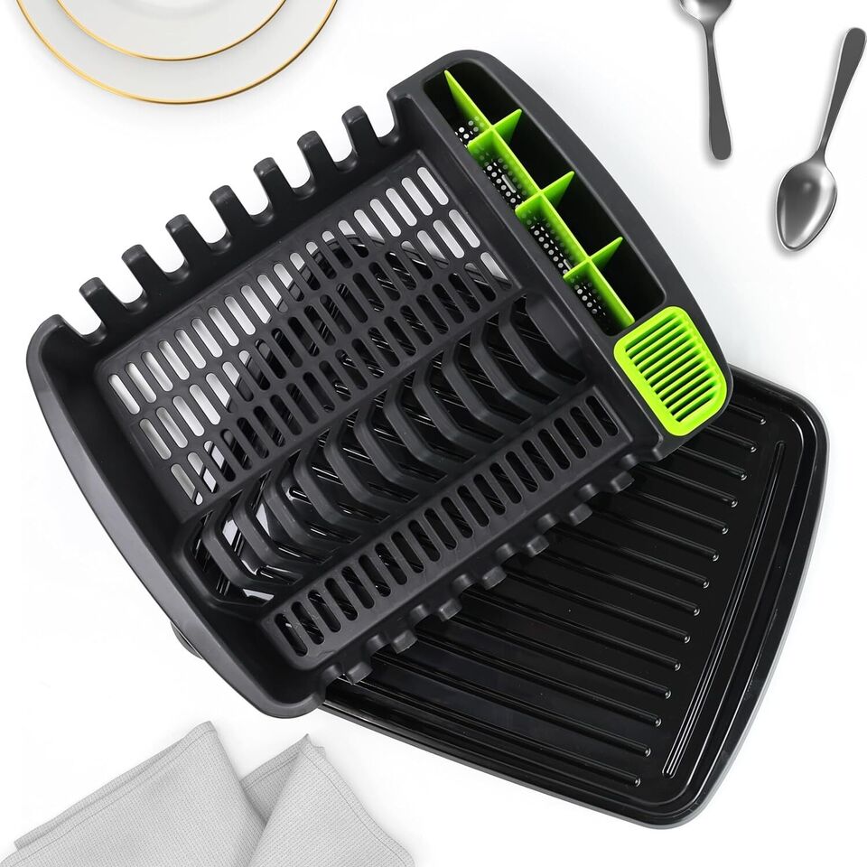 Plastic Dish Drying Rack Sink Drainer Cutlery Cup Utensil Holder For Kitchen