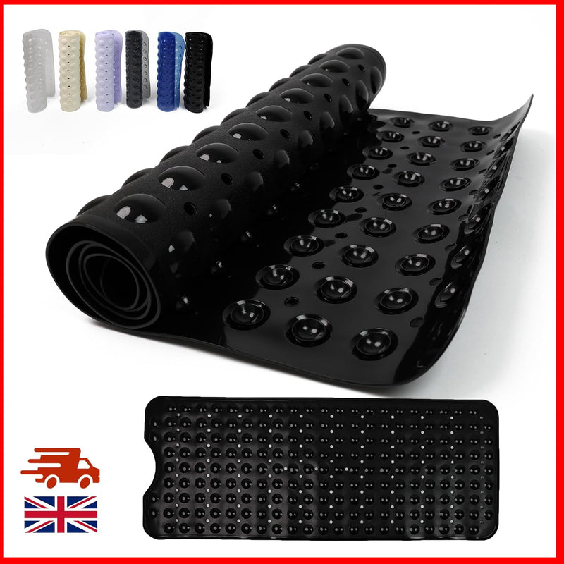 100 x 40 cm Shower Bath Mat Non Slip Anti Mould & Mildew With Strong Suction Cups Grip And Drain Holes