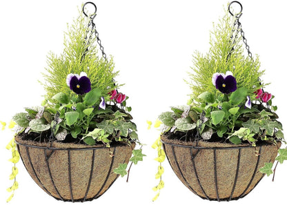 DIVCHI Hanging Basket With Coco Liner & Chain Hanging Flower Pots