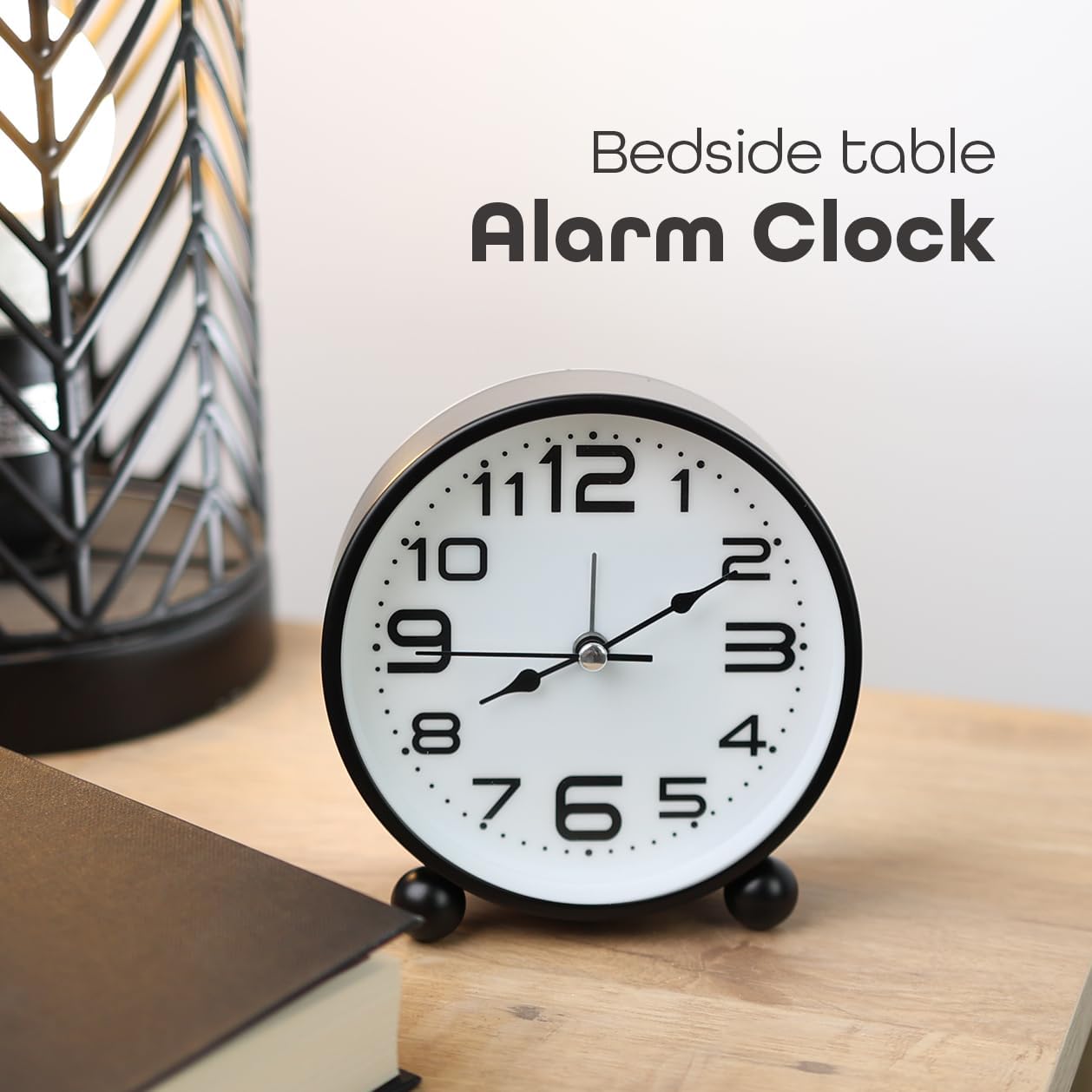 Non-Ticking Table Clock With Large Display Battery Powered For Heavy Sleepers