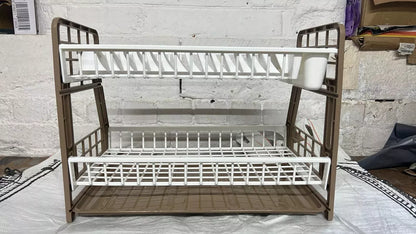 2-Tier Dish Drying Rack Large Capacity Drainer, Utensil Holder, Drain board