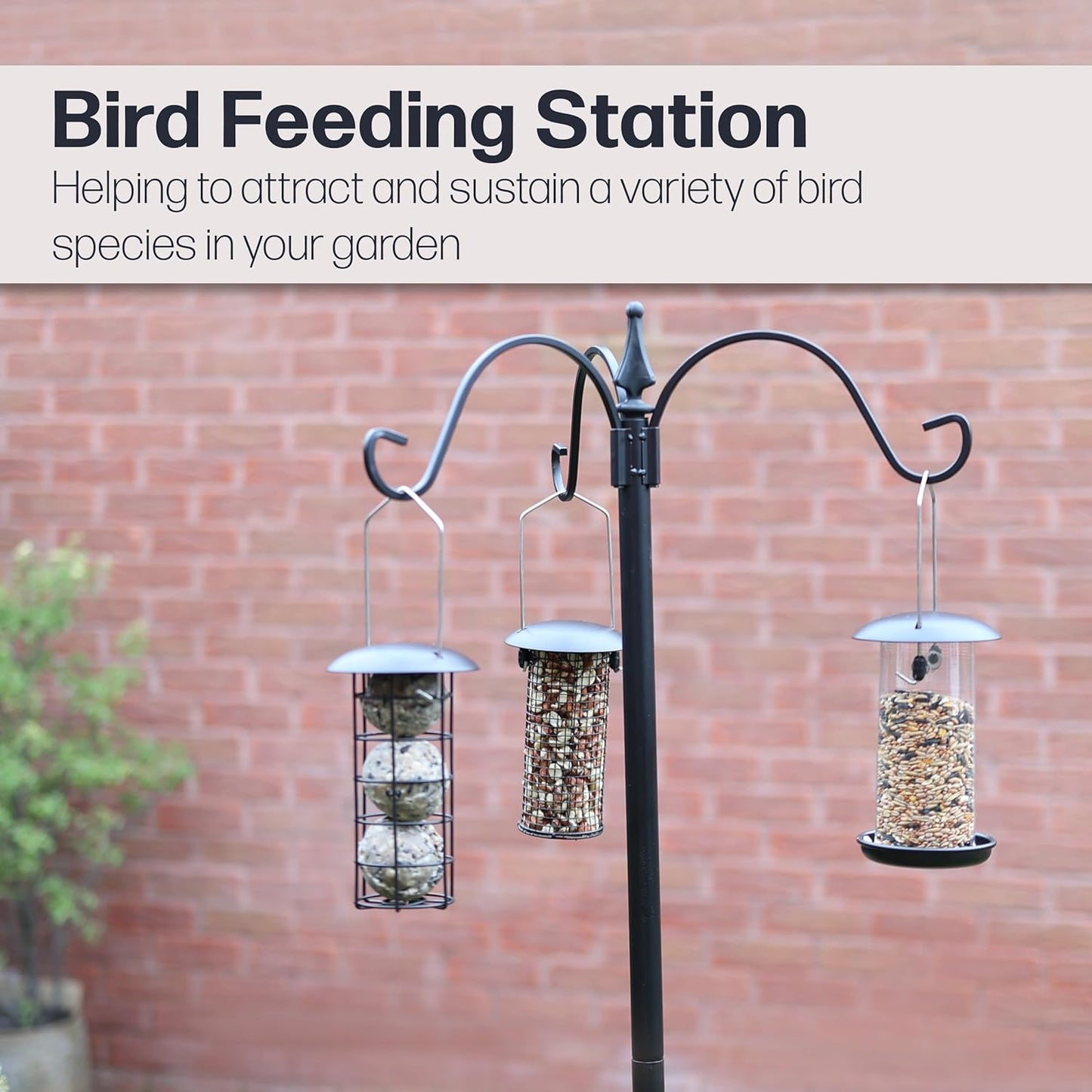 DIVCHI Bird Feeder with 3 Bird Feeders,  Hanging Station, Pole, , Stand,  for Small Birds Garden Decorations