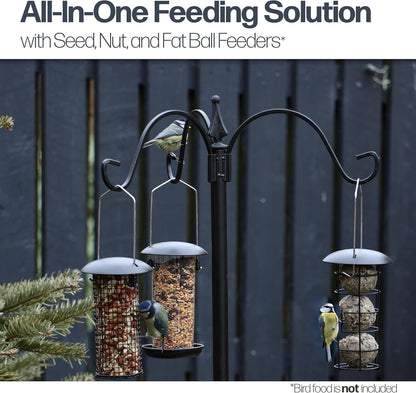 DIVCHI Bird Feeder with 3 Bird Feeders,  Hanging Station, Pole, , Stand,  for Small Birds Garden Decorations