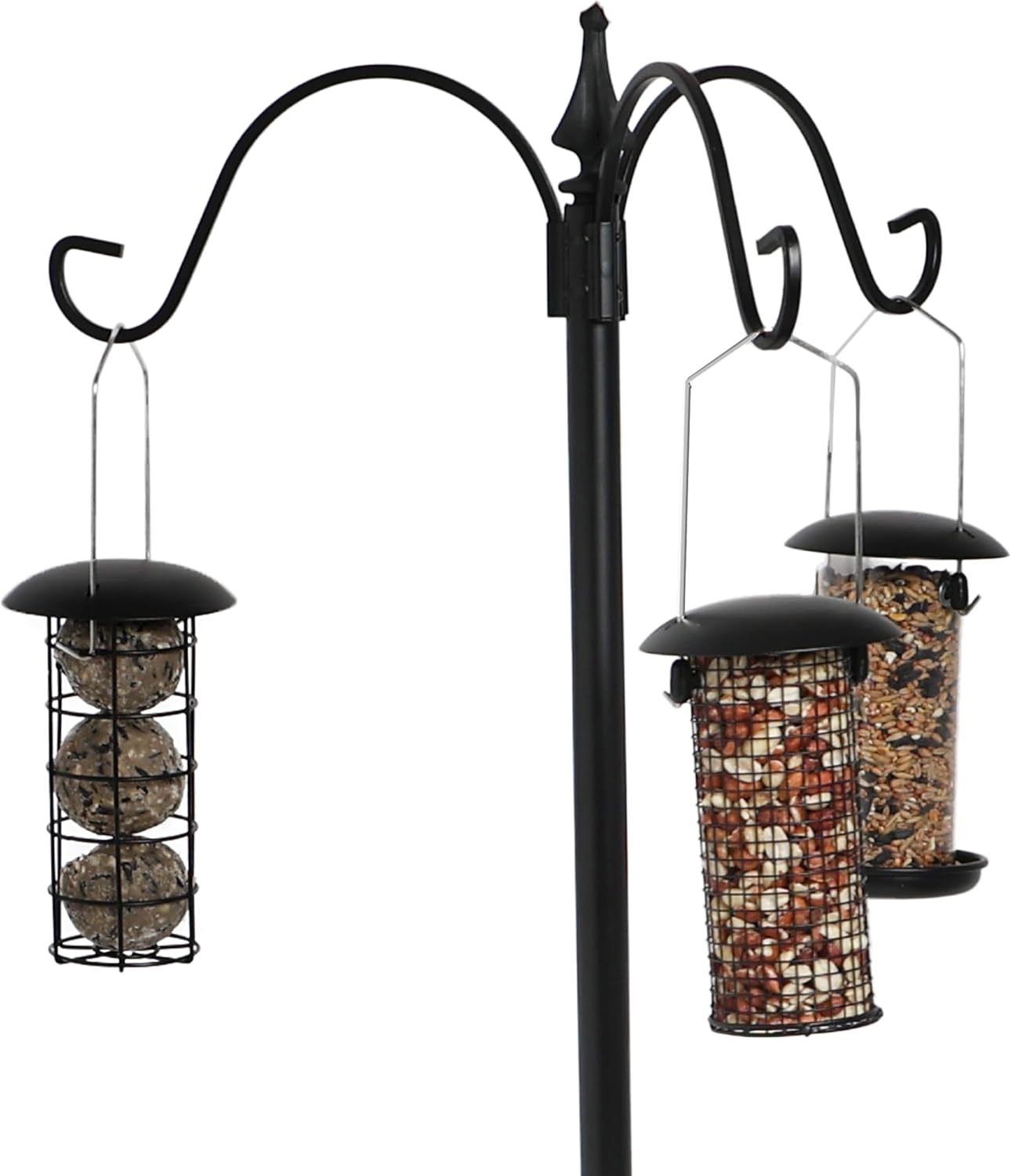 DIVCHI Bird Feeder with 3 Bird Feeders,  Hanging Station, Pole, , Stand,  for Small Birds Garden Decorations