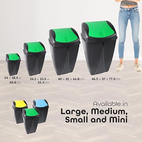 Set of 3 Plastic Flip Top Waste Bin with Removable Swing Lid  For Home Bathroom Office