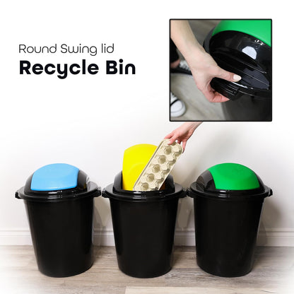 DIVCHI Kitchen Bin With Swing Lid | Trash Can | Recycling Bin | Plastic Dustbin | Garbage| Rubbish | Waste Utility | Wastebasket | Home | Bathroom | Office | 30 Litre (Pack Of 3)