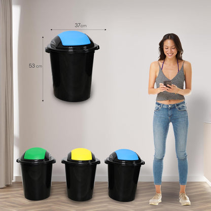 DIVCHI Kitchen Bin With Swing Lid | Trash Can | Recycling Bin | Plastic Dustbin | Garbage| Rubbish | Waste Utility | Wastebasket | Home | Bathroom | Office | 30 Litre (Pack Of 3)