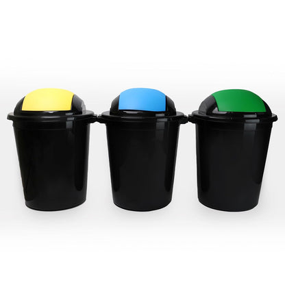 DIVCHI Kitchen Bin With Swing Lid | Trash Can | Recycling Bin | Plastic Dustbin | Garbage| Rubbish | Waste Utility | Wastebasket | Home | Bathroom | Office | 30 Litre (Pack Of 3)