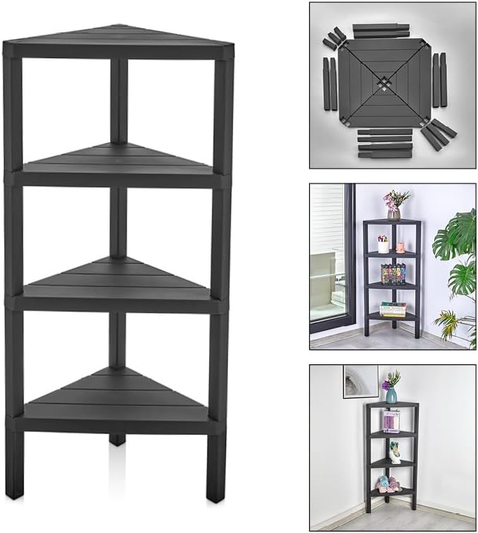 Corner Shelf Triangle Space-Saving Freestanding Shelving Unit Living Room Organiser Bookshelf