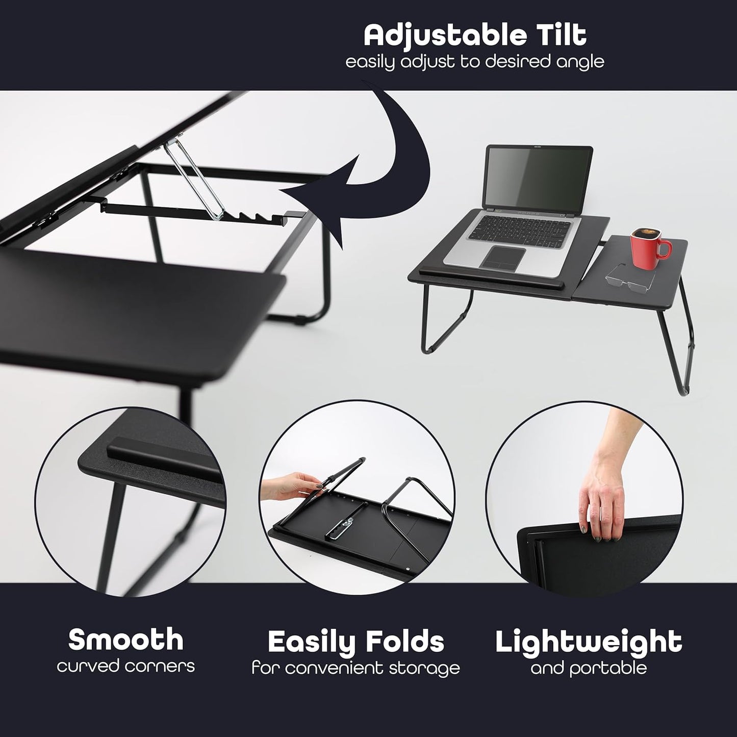 Foldable Laptop Desk  Table With Foldable Legs, Reading Holder Notebook Stand Breakfast Bed Tray Book Holder For Sofa, Bed, Terrace, Balcony