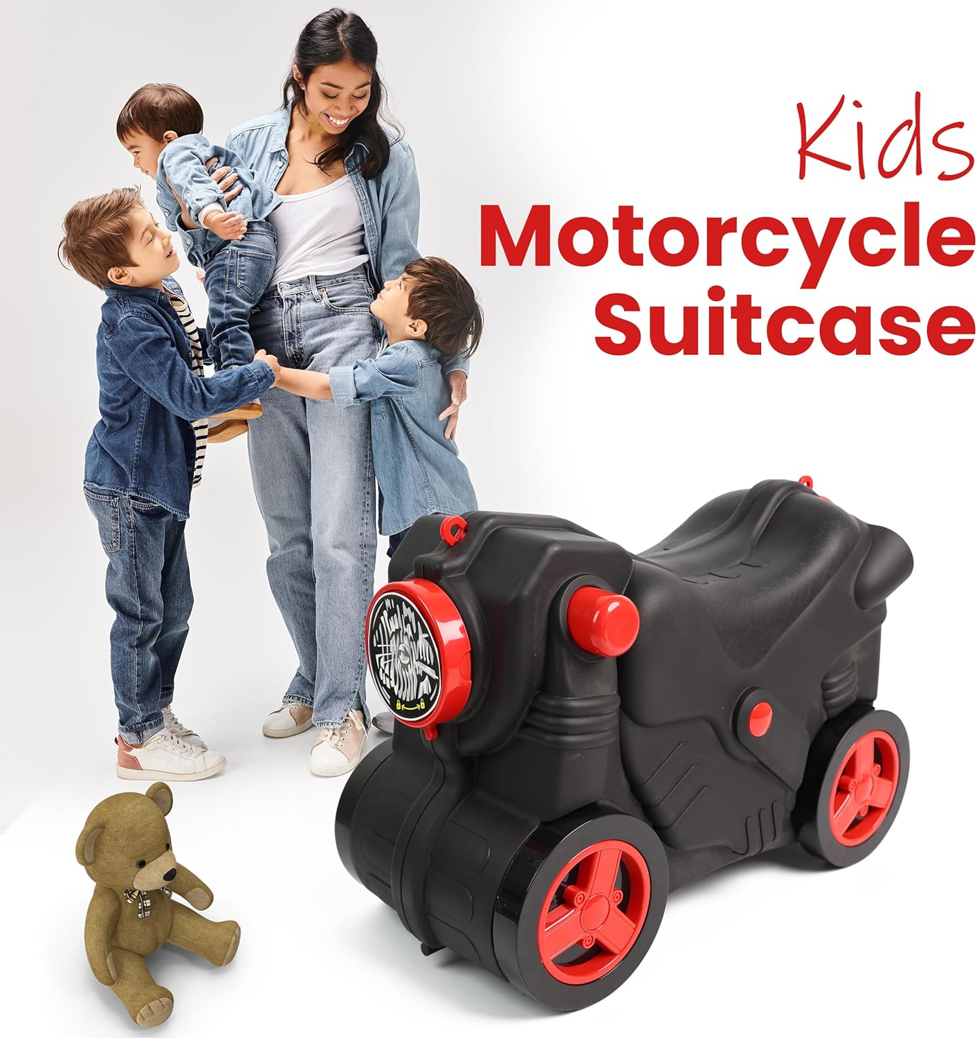 Kids Suitcase with Wheels Ride On Hand Luggage Cabin Trolley Travel Bags