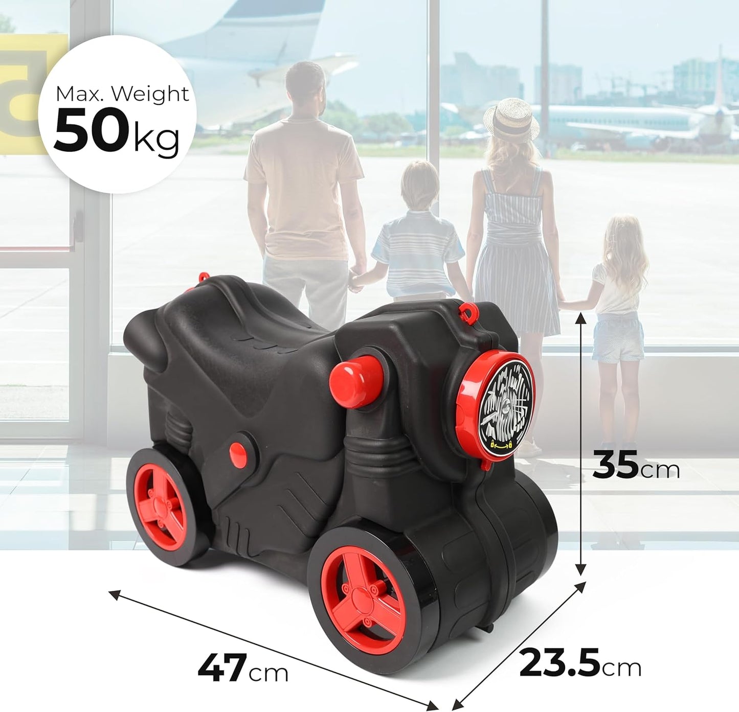 Kids Suitcase with Wheels Ride On Hand Luggage Cabin Trolley Travel Bags