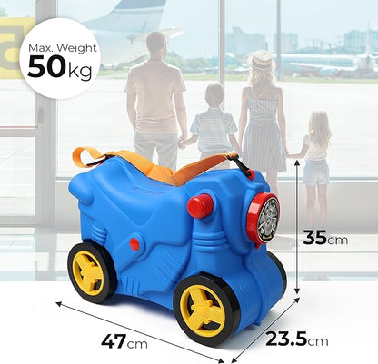 Kids Suitcase with Wheels Ride On Hand Luggage Cabin Trolley Travel Bags