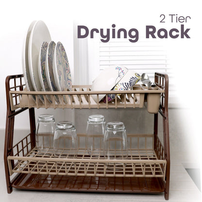 2-Tier Dish Drying Rack Large Capacity Drainer, Utensil Holder, Drain board