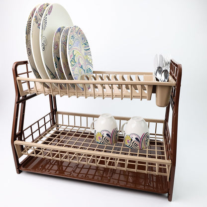 2-Tier Dish Drying Rack Large Capacity Drainer, Utensil Holder, Drain board