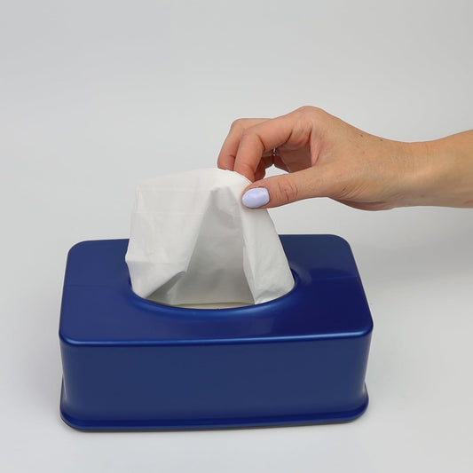 DIVCHI Tissue Box Holder Rectangular Wipe Box With Removable Cover Tissue Holder | Napkin Dispenser | Tissues Organizer (Blue)