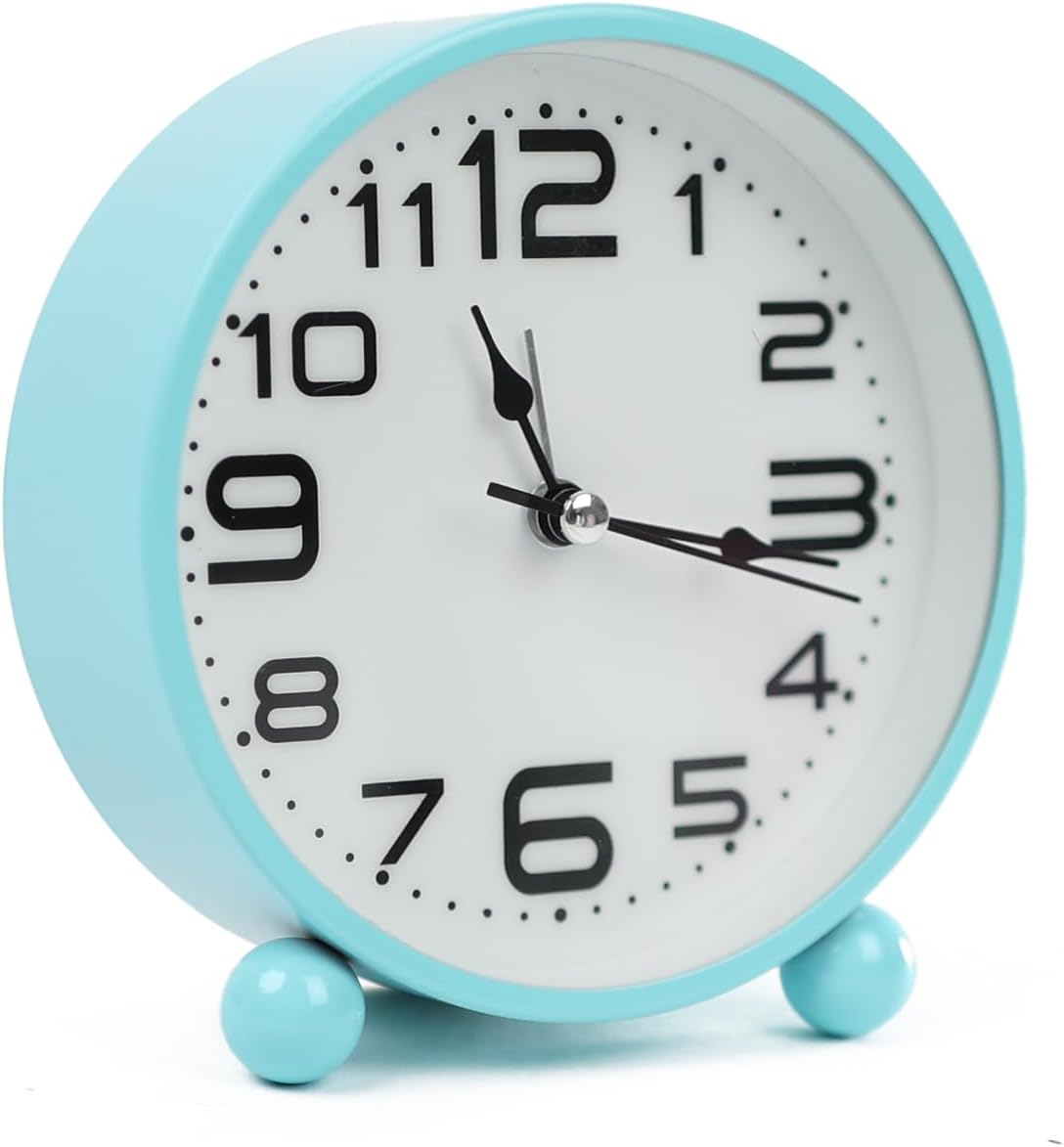 Non-Ticking Table Clock With Large Display Battery Powered For Heavy Sleepers