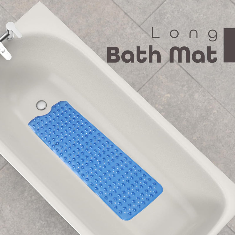 100 x 40 cm Shower Bath Mat Non Slip Anti Mould & Mildew With Strong Suction Cups Grip And Drain Holes