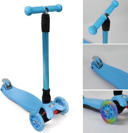 Scooter For Kids 3 Wheel Scooter For Girls & Boys, Kick Scooter With 4 Adjustable Height, Lean To Steer, Light Up Wheels Push Scooter For Children